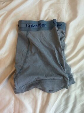 Calvin Klein Light Blue Cotton Boxer Briefs with Navy Logo